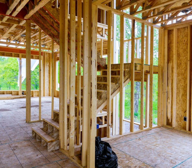 Wooden beam house construction home framing interior residential home