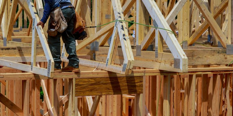 Wooden beam house roof residential construction home framing